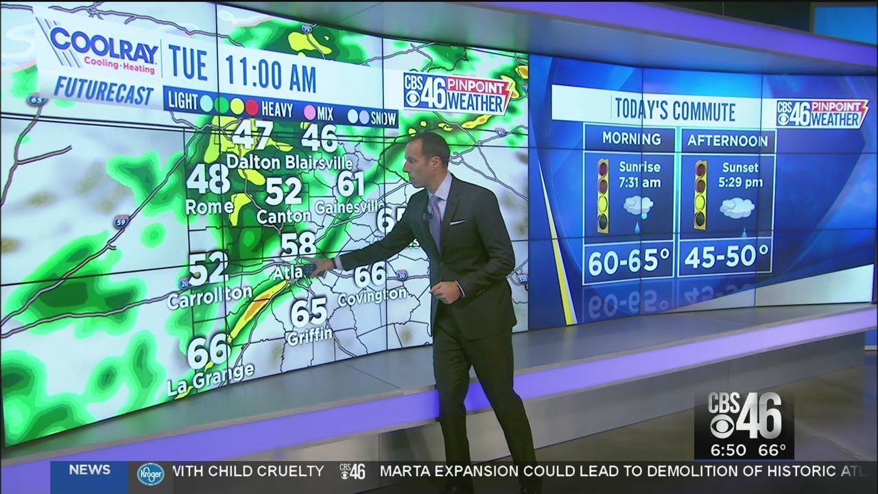 WEATHER: Rain moves out as cold moves in to metro Atlanta - YouTube