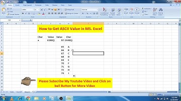 ASCII Character using  Excel 2017