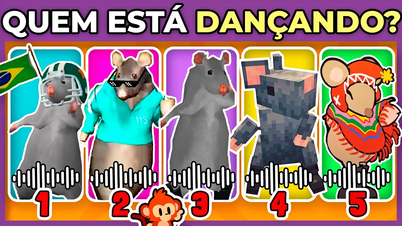 💃🏻🐀QUEM ESTÁ DANÇANDO | 🐀🕺 RATO DANÇARINO  | SÓ 5% ACERTA TUDO #ratomilton #rato #quiz #macaquiz