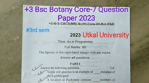 +3 Bsc 3rd Semester Botany Honours Core-7 (Genetics) Question Paper 2023 || Utkal University ||