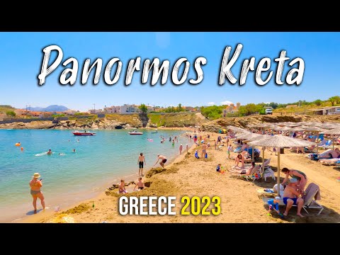 Panormos in Rethymno, walking tour 4k, Drone shots, Kreta, Greece 2023