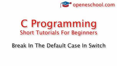C Programming Basics - Break In The Default Case In Switch