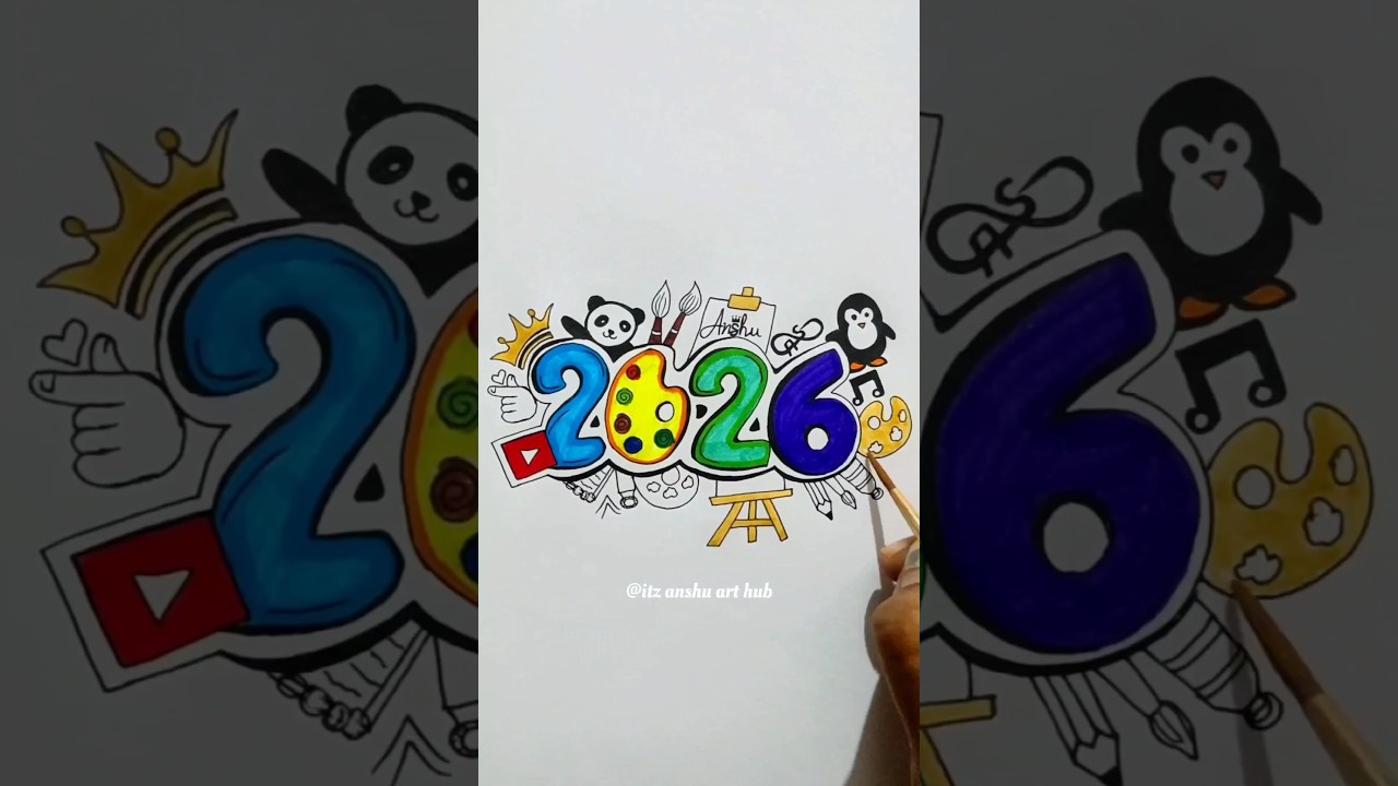happy new year 2026 drawing 💗