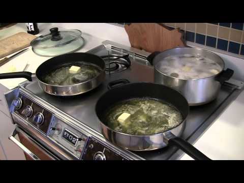 Preparing Pierogi - Step 2 - Frying Onion - Boiling Potatoes