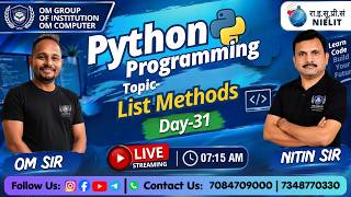 Information #python List Methods | Python Programming | M3:R5 | OLevel | Day-31 | By NItin Sir Update