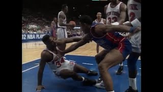 Charles Oakley Tries to Body Dennis Rodman for Messing with X-Man