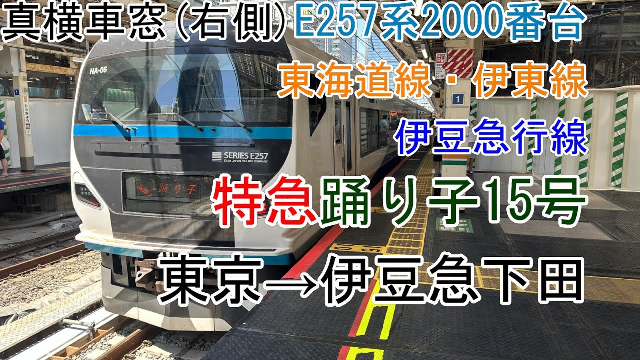 真横車窓]E257系2000番台[特急踊り子15号]東京→伊豆急下田(東海道線