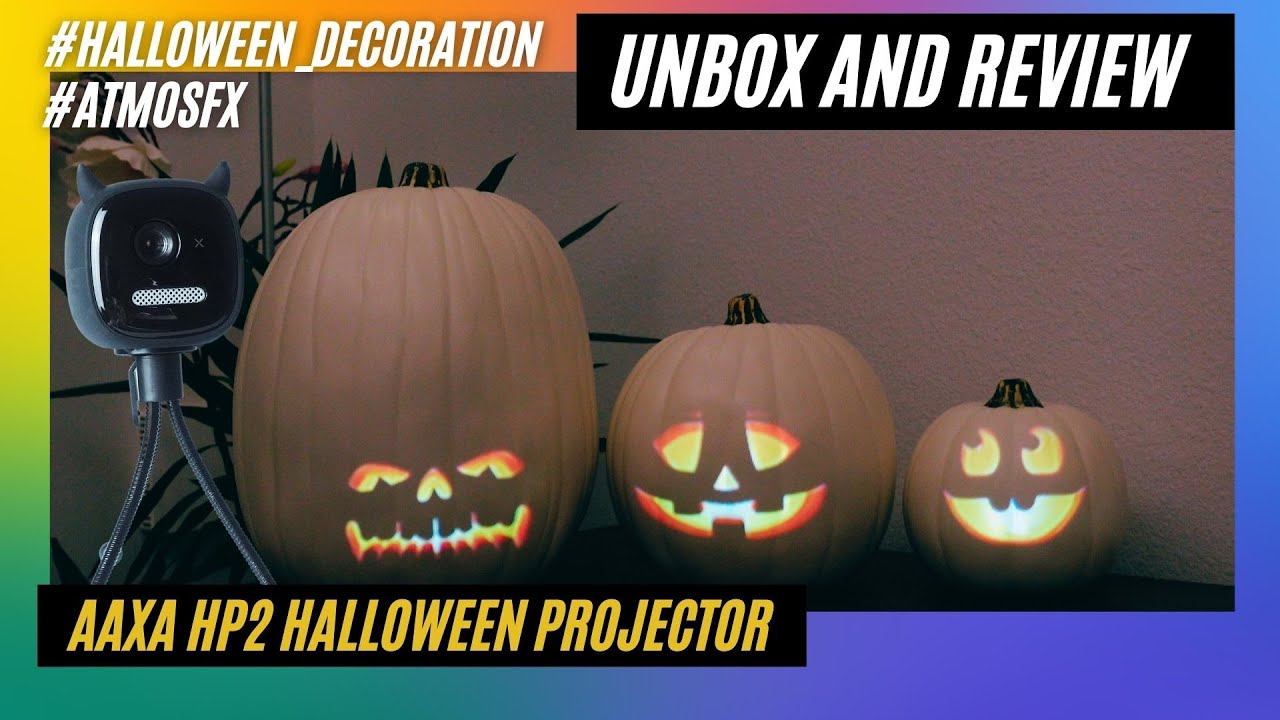 UNBOX & REVIEW AAXA HP2 Halloween Projector ft. AtmosFx Jack-O'-Lantern ...