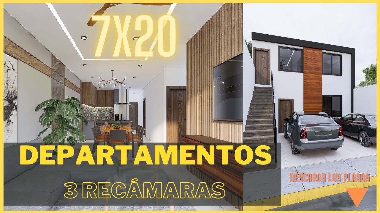 plano-para-departamentos-modernos-en-terreno-de-7x20-youtube