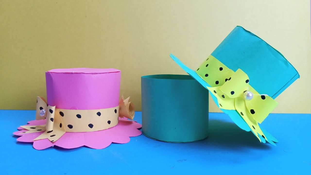 DIY Paper Hat Gift Box Easy Gift Box Ideas Paper Crafts YouTube