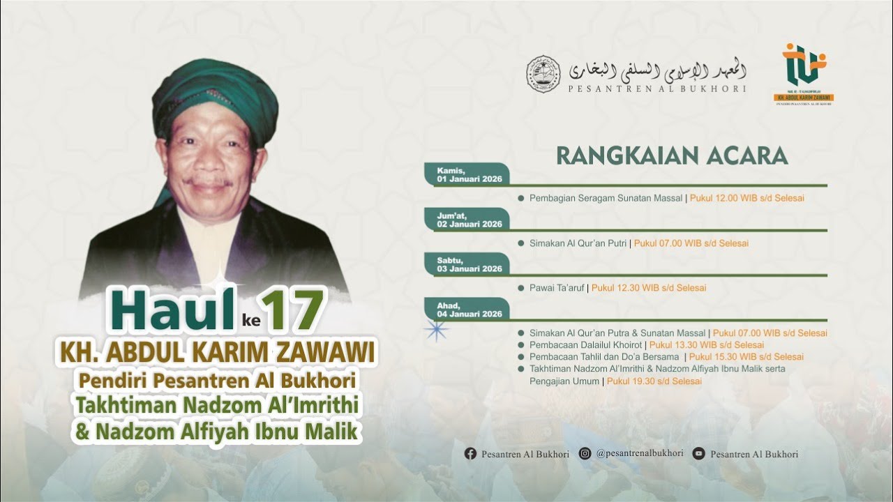 🔴Live Takhtiman Nadzom Al 'Imrithi & Alfiyah Ibnu Malik Bil Khifdzi  Pesantren Al bukhori 2026