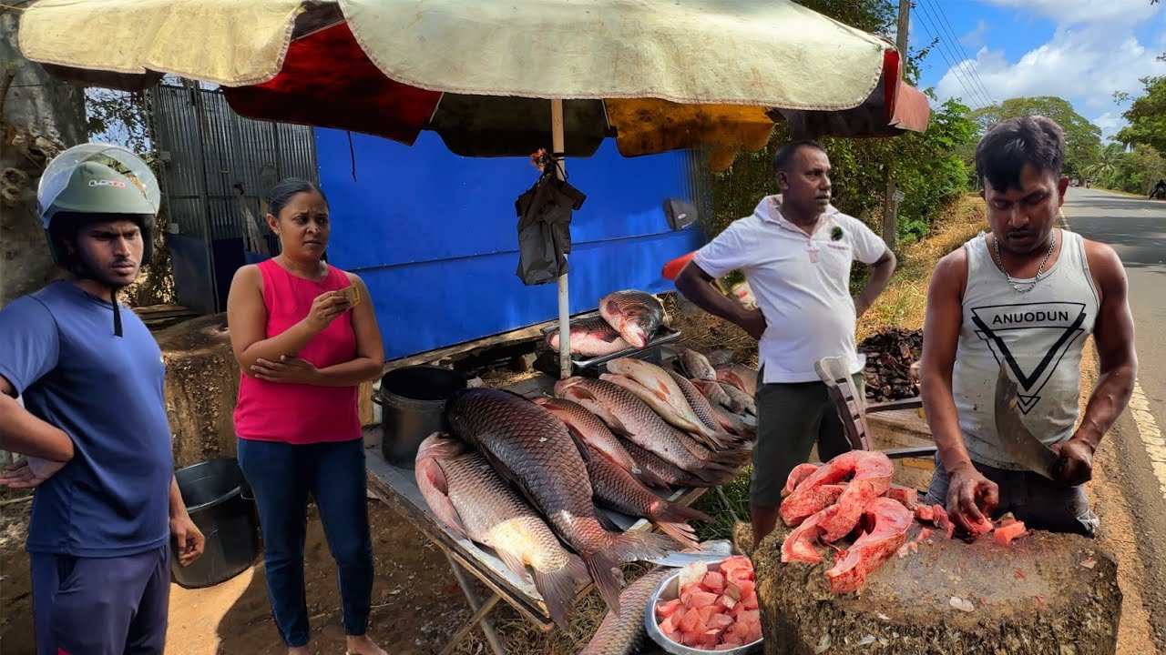 Authentic!! LIVE Sri Lankan Roadside Fish Market Experience| What do villagers look at in amazement?