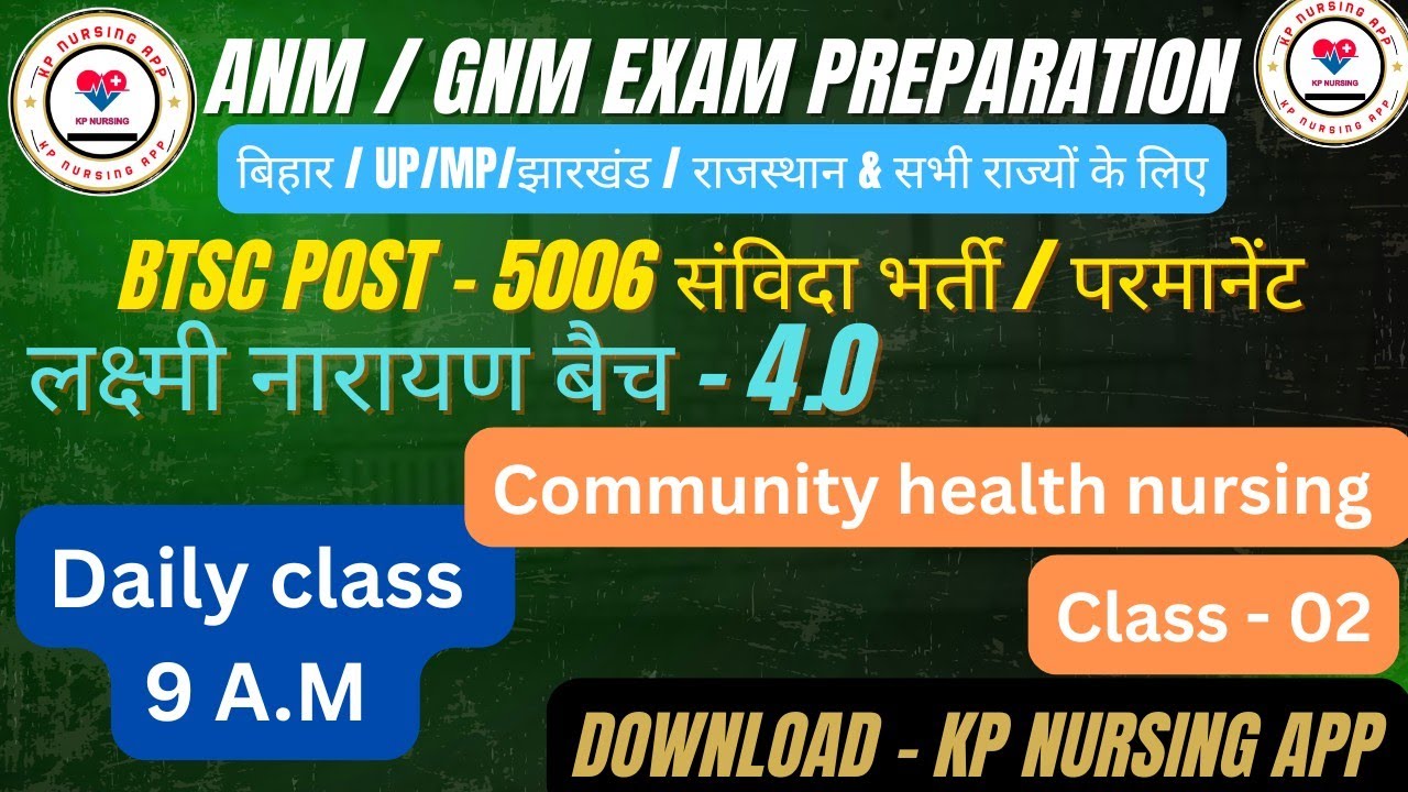 ANM / GNM EXAM PREPARATION II CHN VVI QUE SOLVE II CLASS - 02