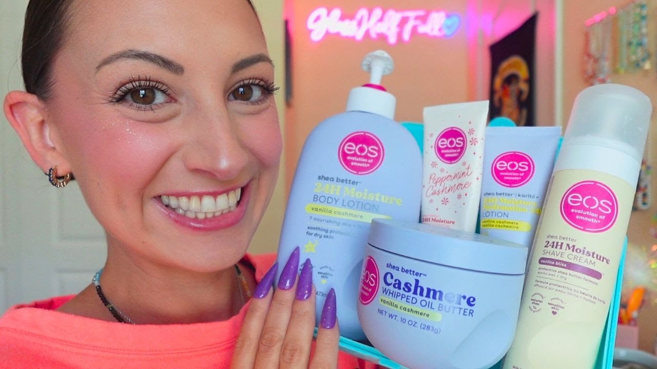 ASMR Tapping on My EOS Collection 🍦💜 (packaging sounds galore)