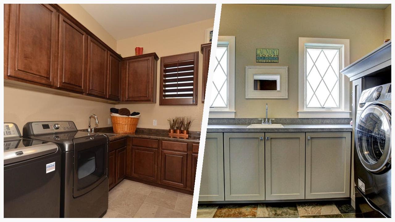 Maximize Your Laundry Space with Chic Beige Walls and Laminate ...