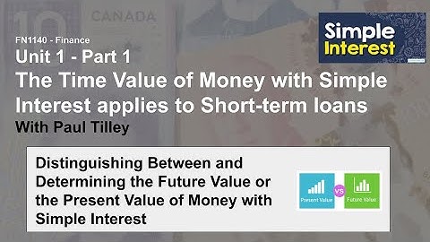Unit 1a - Video E : Simple Interest - Future Value & Present Value of an Investment