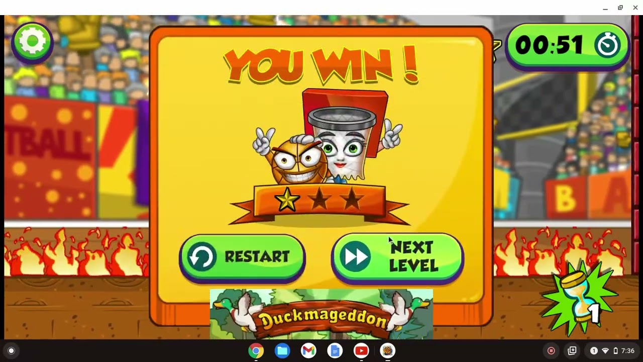 playing rigged levels on baseket and Ball.