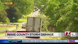 Downed trees, power lines cause road closure in Zebulon