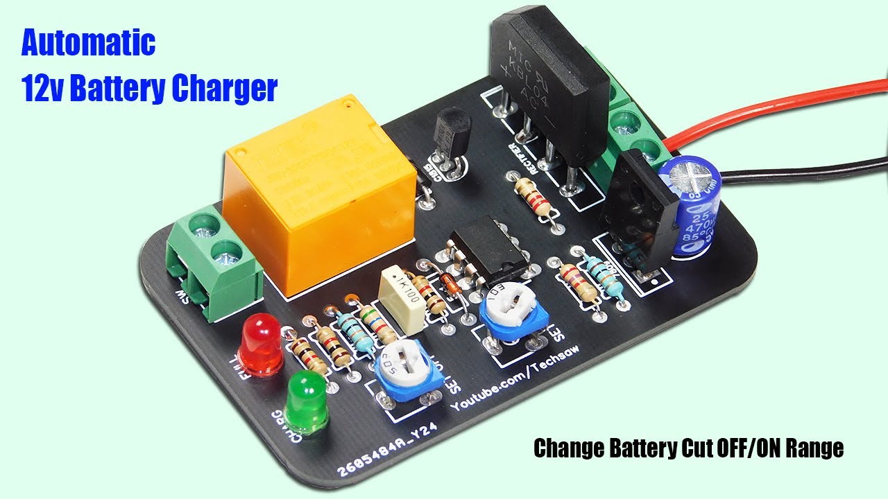 Automatic 12v Battery Charger Circuit | Auto Cut OFF & ON - YouTube