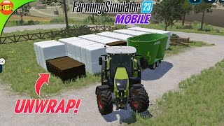 Unwrapping Silage Bales and Feeding to Cows | Farming Simulator 23 Mobile Gameplay iPad Pro fs23