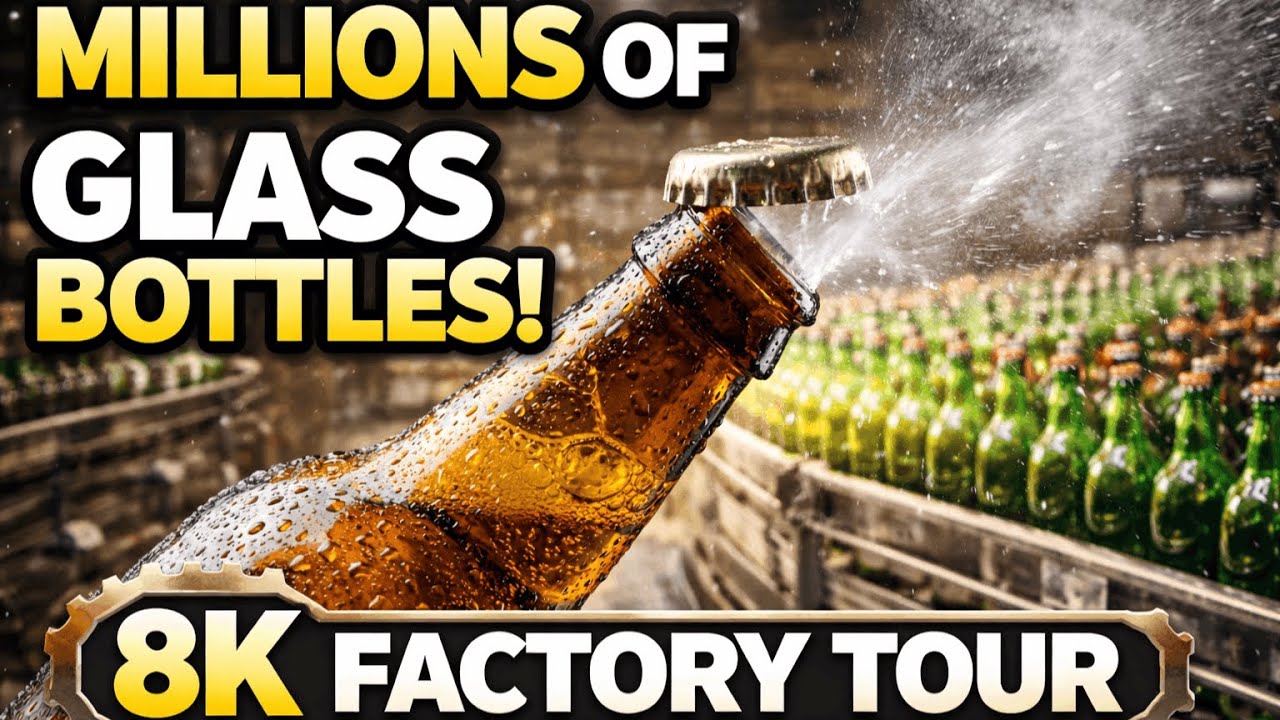 Modern Automated Beverage Production | Millions of Glass Bottles (8K Factory Documentary)