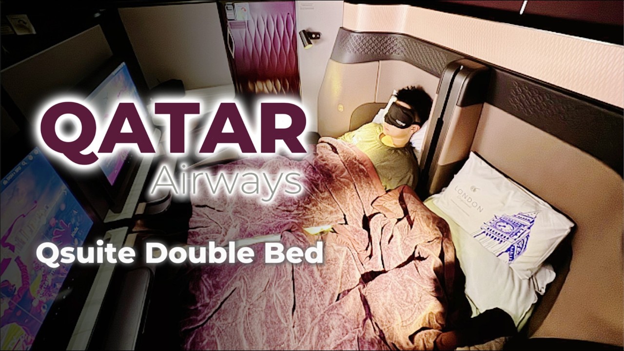 I Slept in a Double Bed on Qatar Airways Qsuite A350-1000 | Best Business Class Ever?
