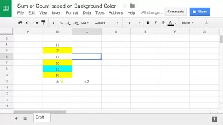 Google Sheets - Sum or Count Values Based on Cell Color