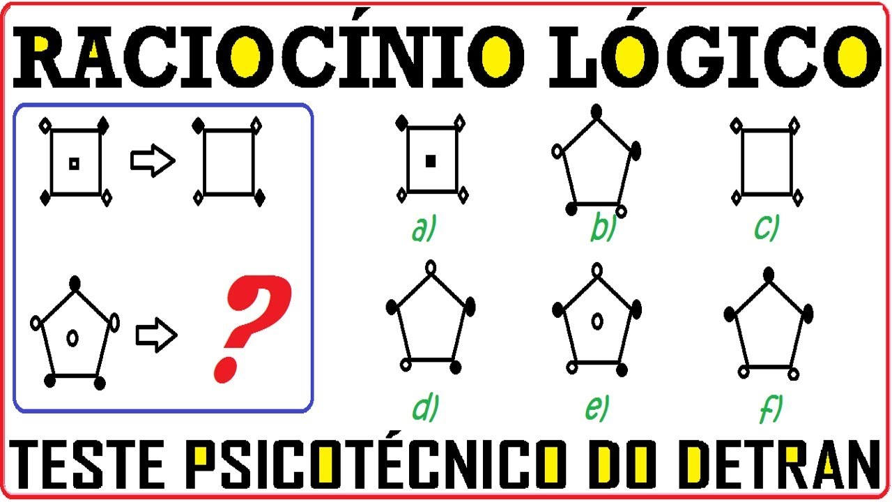 Raciocínio Lógico Figuras imagens Teste psicotécnico QI Quociente e  Inteligência Detran Concurso RLM - Lógica I