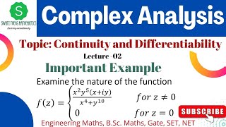 Celebrity Complex Analysis Differentiability || show that function is not differentiable at z =0 Wealth