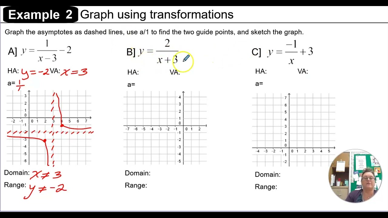 U6L6 Ex. 2: Sketch Rational Functions Using Transformations - YouTube