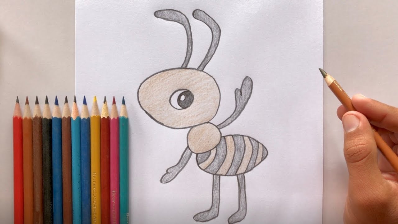 Cute Ant Drawing | Easy Step-by-Step Pencil Sketch for Beginners 🥰