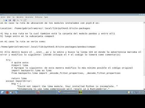 Resuelto problema al importar pandas advertencia no existe el modulo lzma