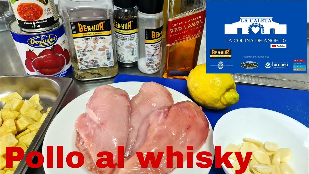 Pechuga de pollo al whisky con limón de Murcia y papas