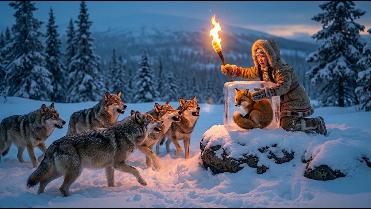 An woman rescues fox frozen Solid from pack of wolves in -71°C |freezing survival