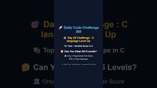 C Quiz 28-1 | Variable Scope in C language | Score 5/5🤔|Daily Code Challenge 365 #quiz #challenge