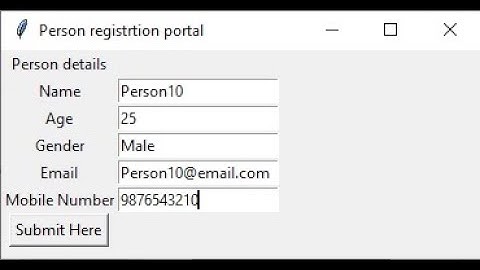 python Tkinter mini project: Python GUI app to enter and store person details in MySQL database