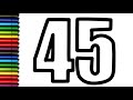 How to Draw Number 45 || Easy Number Drawing for Kids || Step by Step Tutorial 