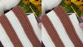 Yeni Başlayanlar İçin Kolay İki Renkli Tığ İşi Örgü Modeli Çok Amaçlı Desen