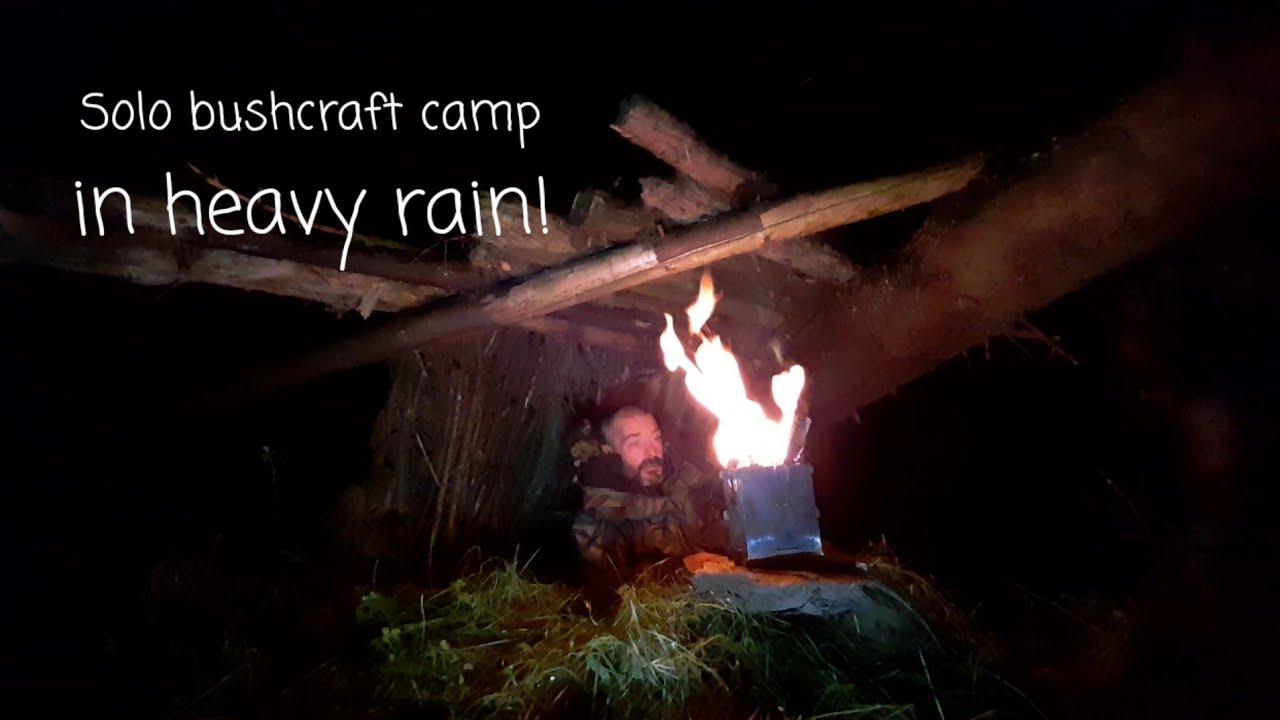 Wild camping Scotland. Solo hammock camp alone in the forest in the rain!. Bushcraft shelter