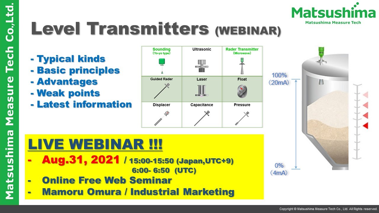 WEBINAR for Level Transmitters (principles, advantages & weak points)