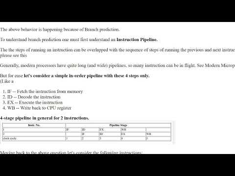 Why is processing a sorted array faster than processing an unsorted array?video