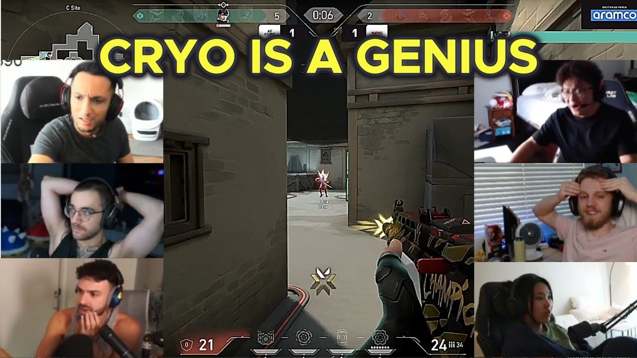 Реакция стримеров Valorant на 100T Cryo 500IQ CLUTCH-PLAY на NRG s0m во время матча 100T против N...