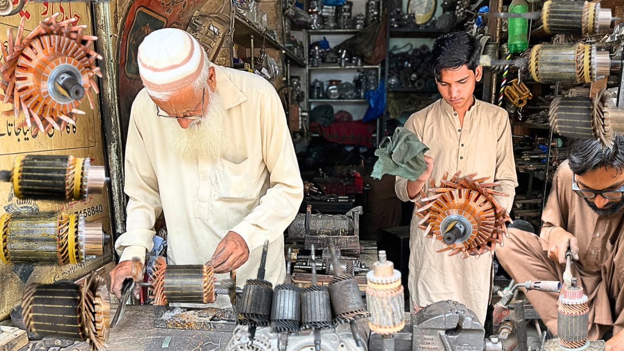 Skillful Family Rebuilding Impossible Starter Motor Armature of Truck