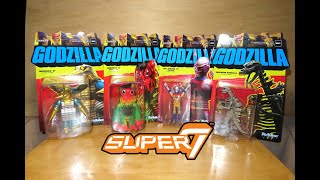 Super7 GODZILLA ReACTION Figure FLYING JET JAGUAR, GODZILLA SKELETON, MOGERA,  Retro Colored HEDORAH