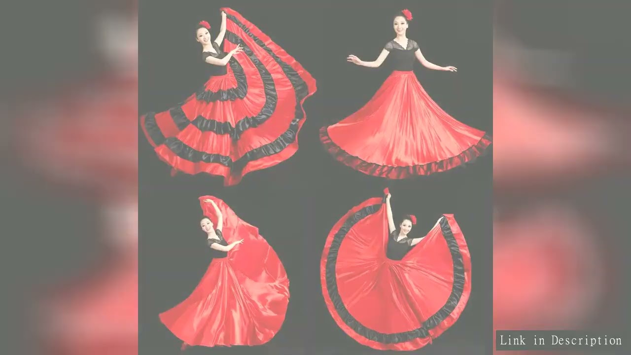 Fashion Adult Kids Gypsy Girl Women Spanish Flamenco Skirt Striped Satin Silk Big Swing Belly Dancin