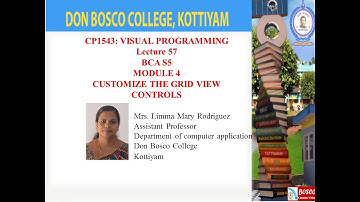 LECTURE 57 -VISUAL PROGRAMMING BCA S5 – CUSTOMIZE THE GRID VIEW CONTROLS