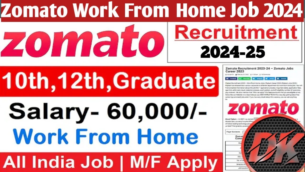 Zomato Work From Home Job 2024 Chat Support jobs Online Job At