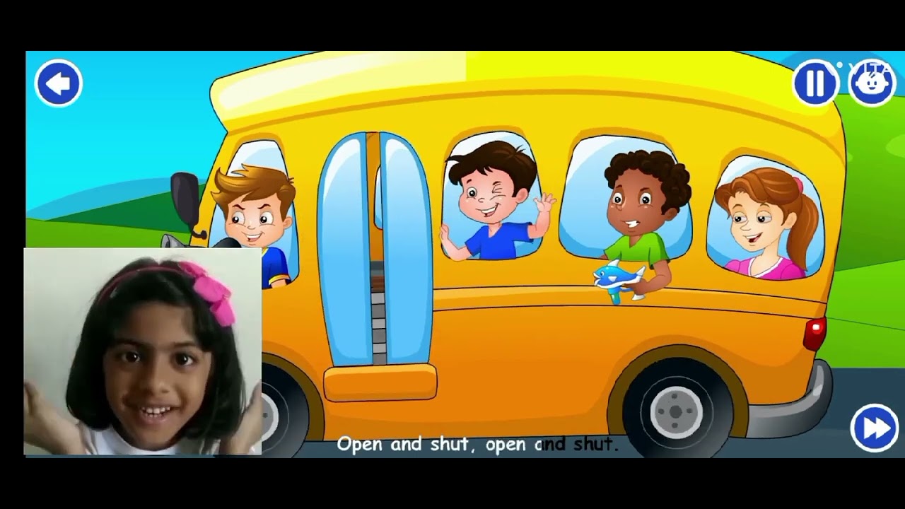 Wheels on the bus kids rhymes with fisheye animation effects and funny ...