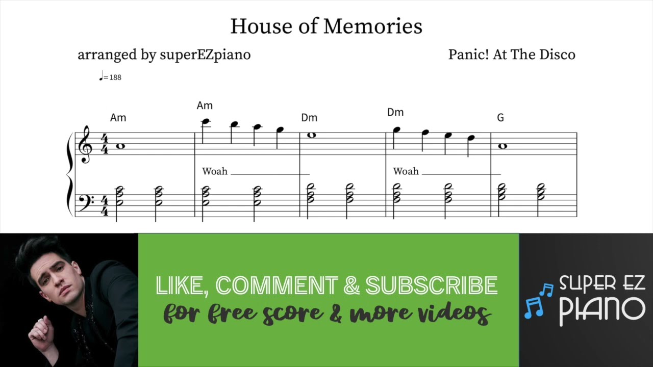 House of Memories (Panic! At The Disco) in C Easy Piano PlayAlong with