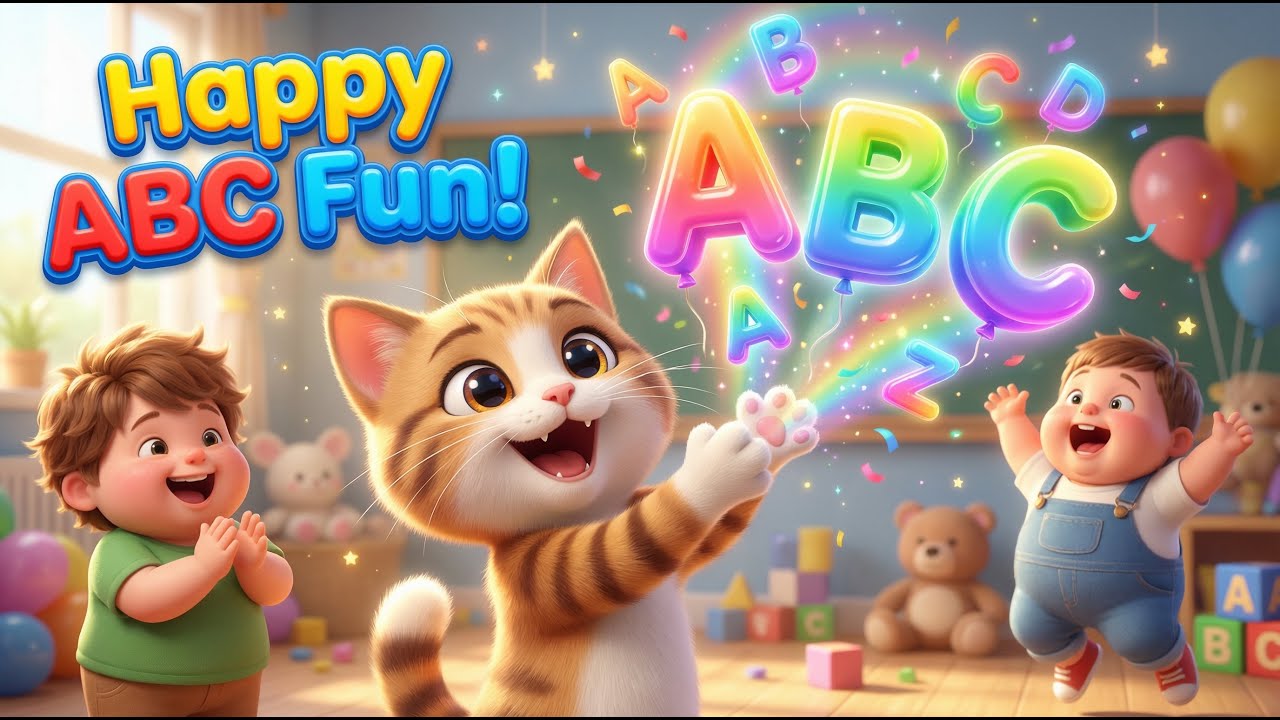 Happy ABC Fun 😻✨ | Cute Cat Teacher & Kids Learning Alphabet in 3D – Super Fun ABC Song